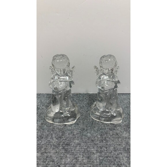 Set of 2 Angel Candle Holders Set 4.5” X 2.5” Glass - Picture 6 of 7